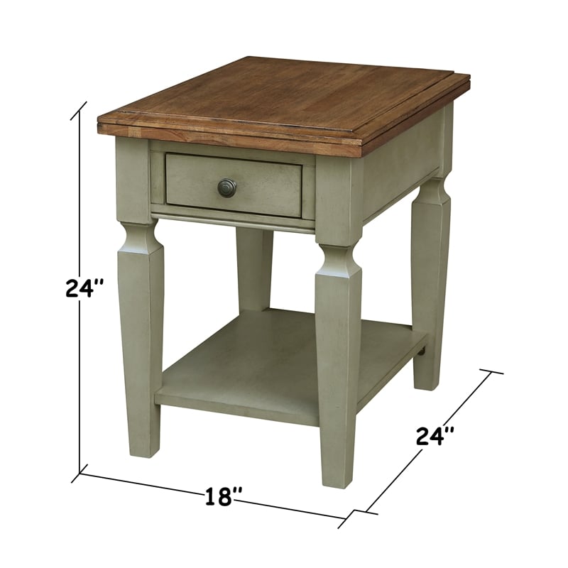 International Concepts Vista End Table Distressed Hickory/Stone Finish