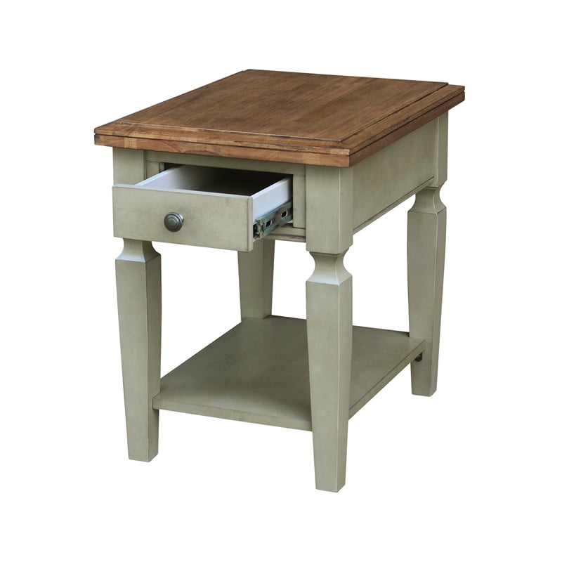 International Concepts Vista End Table Distressed Hickory/Stone Finish