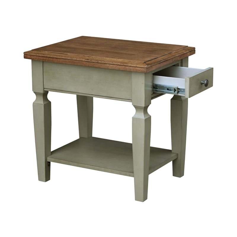 International Concepts Vista End Table Distressed Hickory/Stone Finish