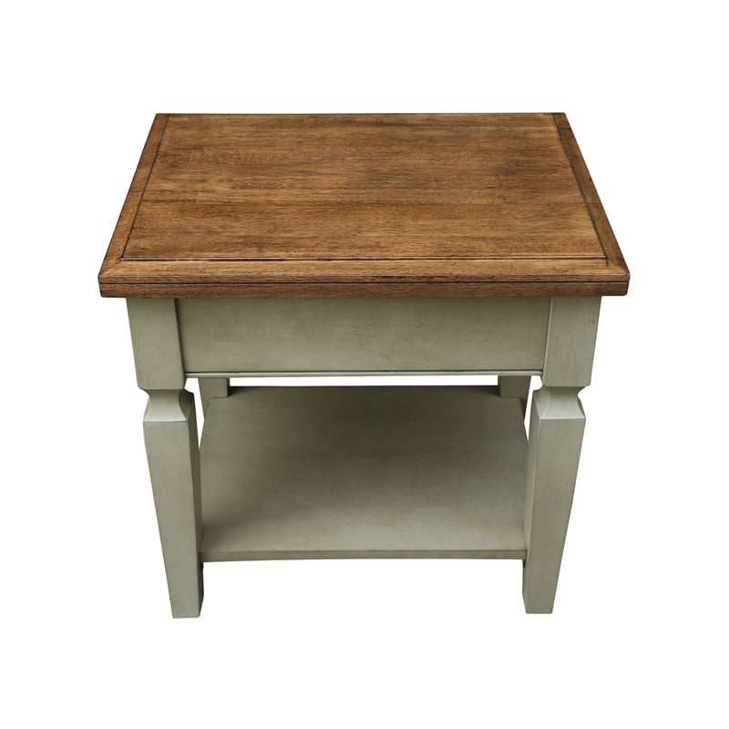 International Concepts Vista End Table Distressed Hickory/Stone Finish