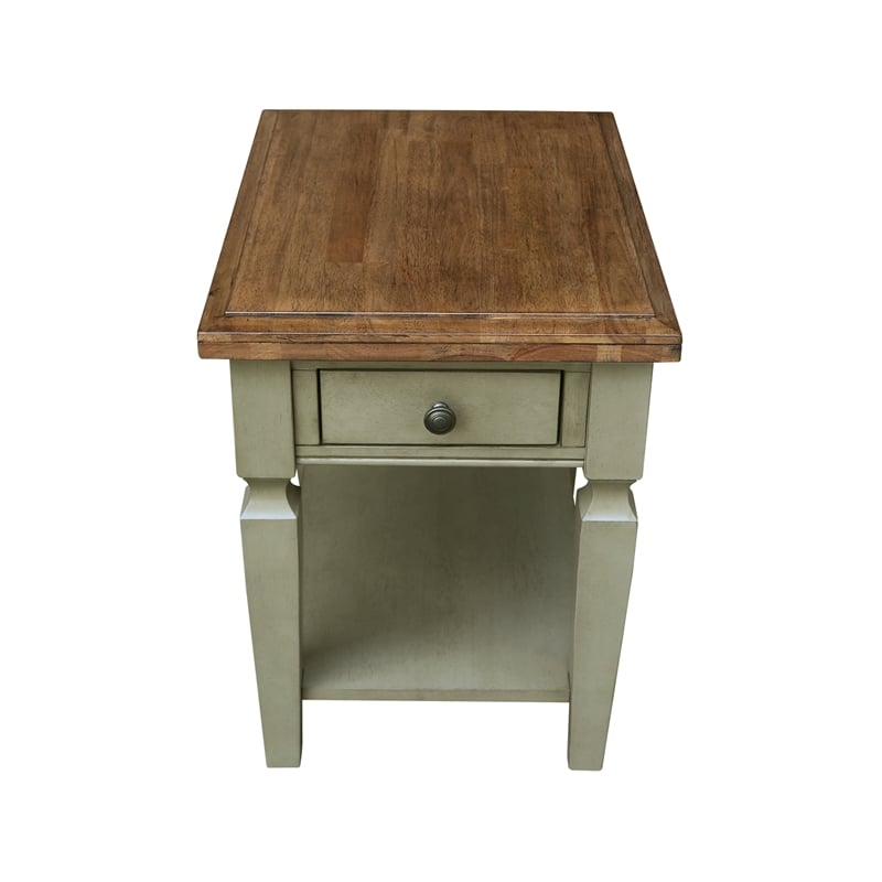 International Concepts Vista End Table Distressed Hickory/Stone Finish