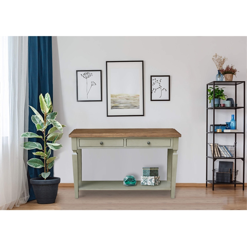 International Concepts Vista Console Sofa Table Distressed Hickory/Stone Finish