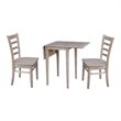 Small Wood Dual Drop Leaf Table with Two Chairs  Washed Gray Taupe