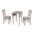 Small Wood Dual Drop Leaf Table with Two Chairs  Washed Gray Taupe