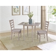 Small Wood Dual Drop Leaf Table with Two Chairs  Washed Gray Taupe