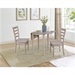 Small Wood Dual Drop Leaf Table with Two Chairs  Washed Gray Taupe