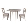 Small Wood Dual Drop Leaf Table with Two Chairs  Washed Gray Taupe