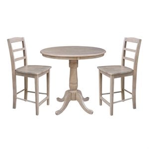 36&quot Round Pedestal Gathering Height Table with Two Counter Height Stools