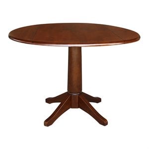 42&quot Round Dual Drop Leaf Pedestal Table - 30.3&quotH  Espresso