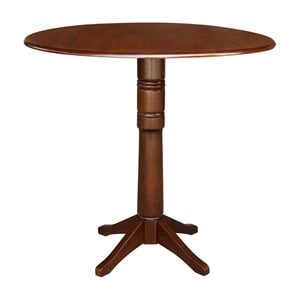42&quot Round Dual Drop Leaf Pedestal Table - 42.3&quotH  Espresso