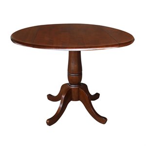 42&quot Round Dual Drop Leaf Pedestal Table - 29.5&quotH  Espresso