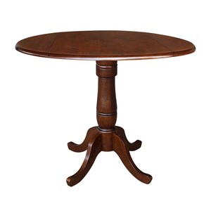 42&quot Round Dual Drop Leaf Pedestal Table - 35.5&quotH  Espresso