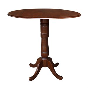 42&quot Round Dual Drop Leaf Pedestal Table - 41.5&quotH  Espresso