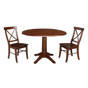 International Concepts 42&quot Round Top Pedestal Table with Two Chairs  Espresso