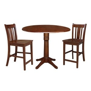 42&quot Round Pedestal Gathering Height Table with Two Counter Height Stools