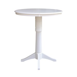 36&quot Round Top Pedestal Table With 12&quot Leaf - Dining  Counter  or Bar Height