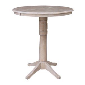 36&quot Round Top Pedestal Table With 12&quot Leaf - Dining  Counter  or Bar Height