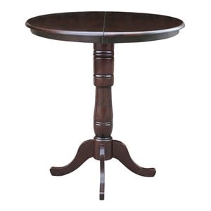 International Concepts 36&quot Round Top Pedestal Bar Table With 12&quot Leaf in Walnut