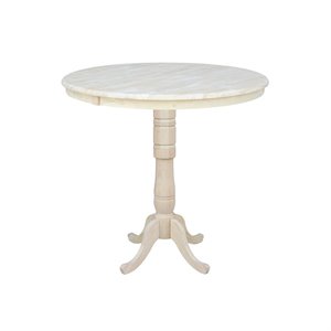 36&quot Round Top Pedestal Table With 12&quot Leaf - Dining  Counter  or Bar Height