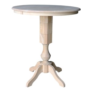 36&quot Round Top Pedestal Table With 12&quot Leaf - Dining  Counter  or Bar Height