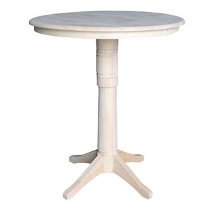 36&quot Round Top Pedestal Table With 12&quot Leaf  Dining  Counter  or Bar Height