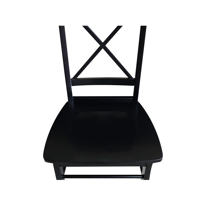 International Concepts Simply Linen X-Back Dining Chair in Black (Set of Two)