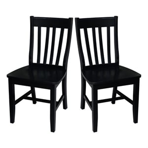 International Concepts Schoolhouse Wood Dining Chair in Black (Set of Two)