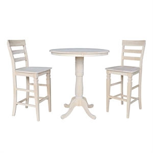 36&quot Round Pedestal Bar Height Table with 2 Bar Height Stools