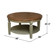 International Concepts Vista Round Coffee Table in Distressed Hickory/Stone