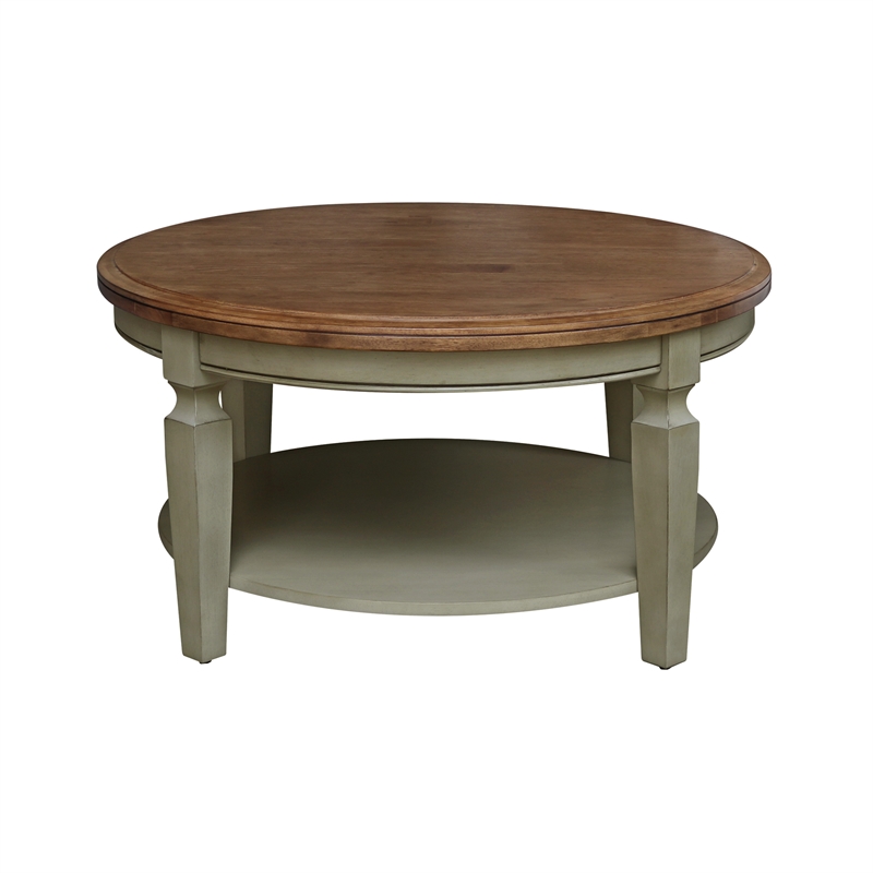 International Concepts Vista Round Coffee Table in Distressed Hickory/Stone