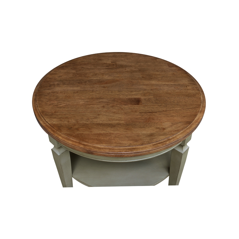 International Concepts Vista Round Coffee Table in Distressed Hickory/Stone