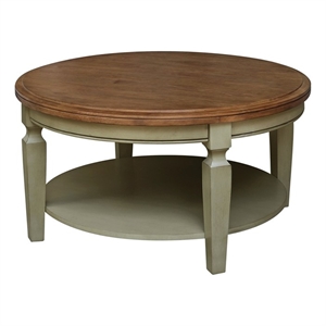 International Concepts Vista Round Coffee Table in Distressed Hickory/Stone