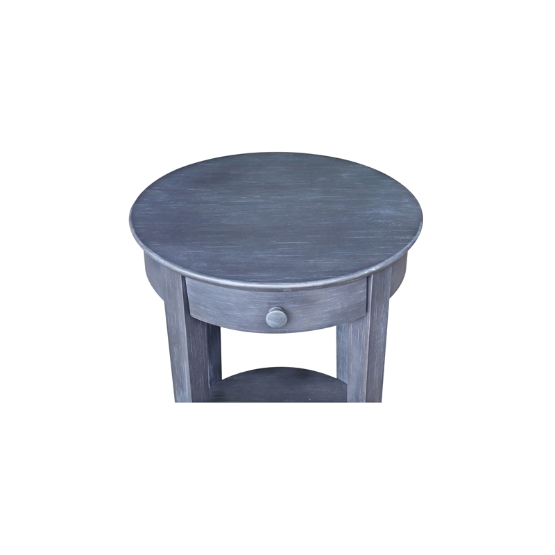 International Concepts Phillips Wood Accent Table with Drawer in Heather Gray