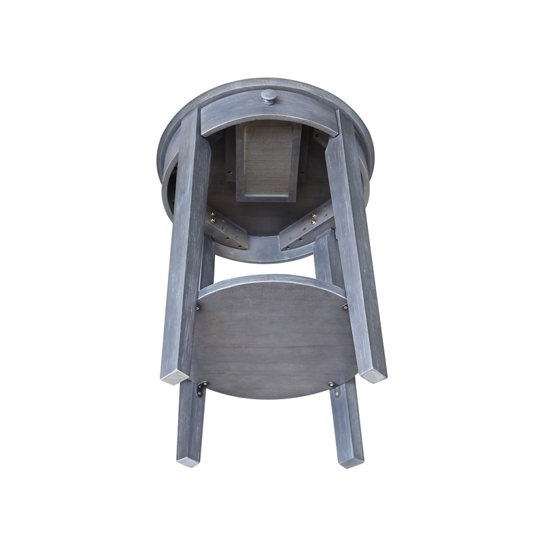 International Concepts Phillips Wood Accent Table with Drawer in Heather Gray