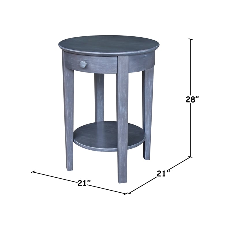 International Concepts Phillips Wood Accent Table with Drawer in Heather Gray