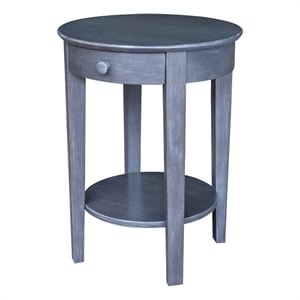 International Concepts Phillips Wood Accent Table with Drawer in Heather Gray