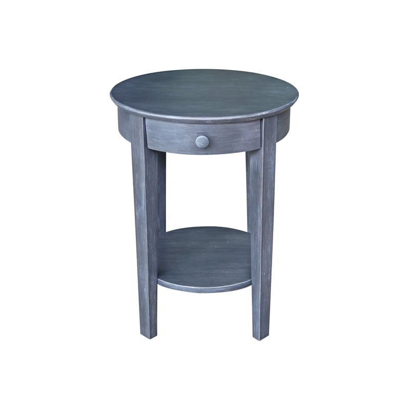 International Concepts Phillips Wood Accent Table with Drawer in Heather Gray