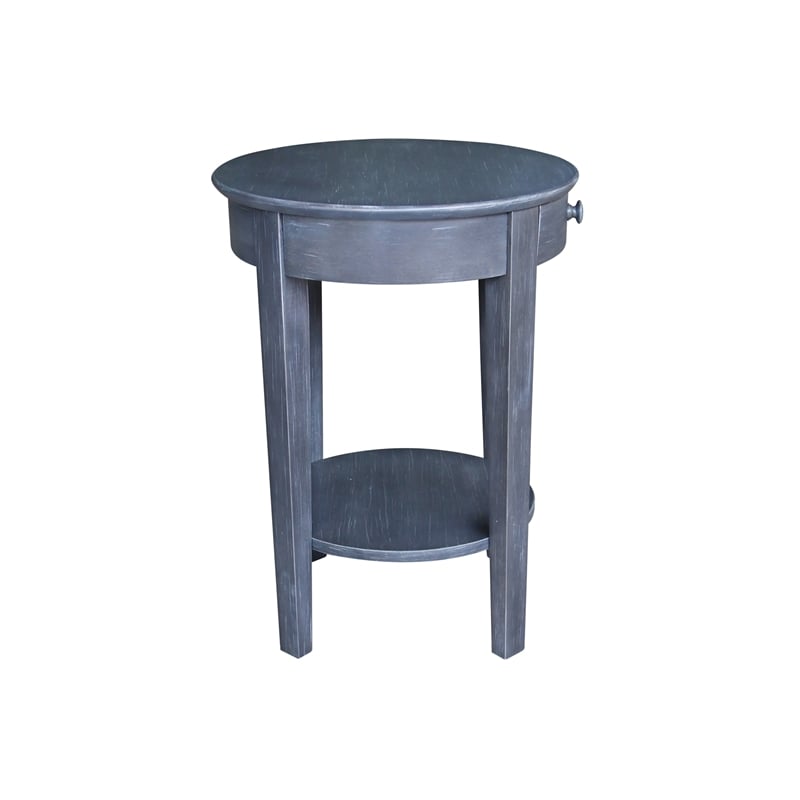 International Concepts Phillips Wood Accent Table with Drawer in Heather Gray