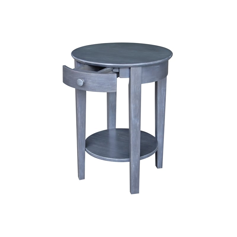 International Concepts Phillips Wood Accent Table with Drawer in Heather Gray