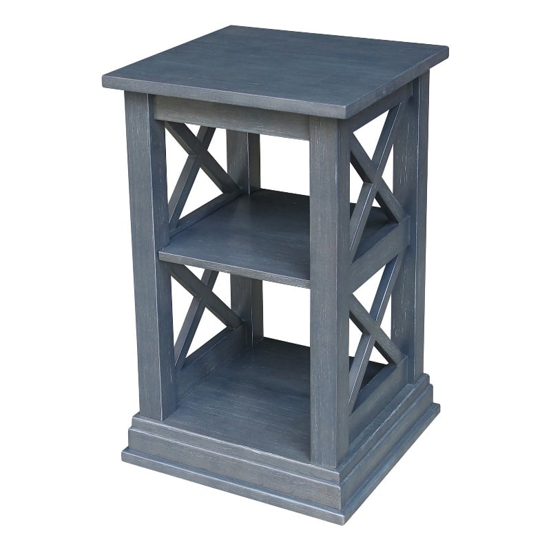 International Concepts Hampton Wood Accent Table with Shelves in Heather Gray
