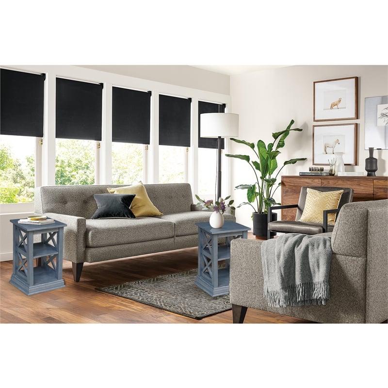 International Concepts Hampton Wood Accent Table with Shelves in Heather Gray