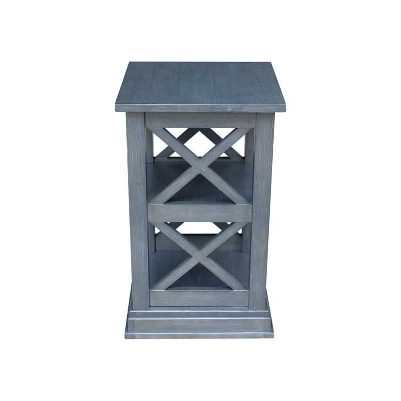 International Concepts Hampton Wood Accent Table with Shelves in Heather Gray