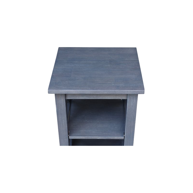 International Concepts Hampton Wood Accent Table with Shelves in Heather Gray