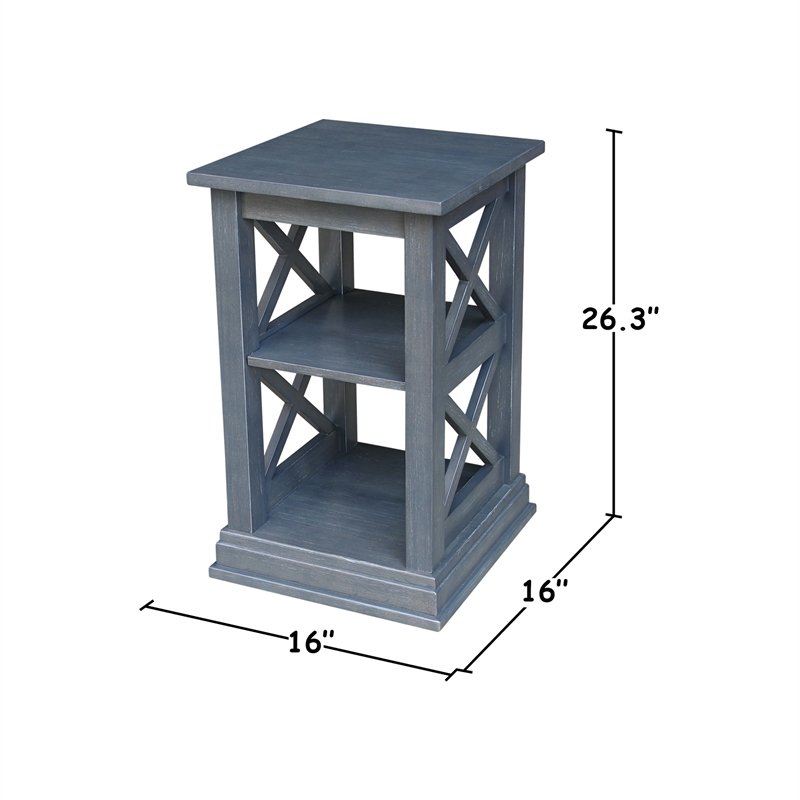 International Concepts Hampton Wood Accent Table with Shelves in Heather Gray