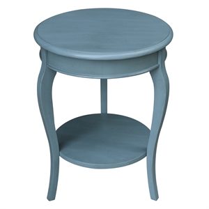 International Concepts Cambria Solid Wood Round End Table in Ocean Blue