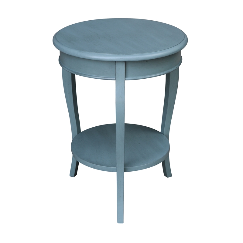 International Concepts Cambria Solid Wood Round End Table in Ocean Blue