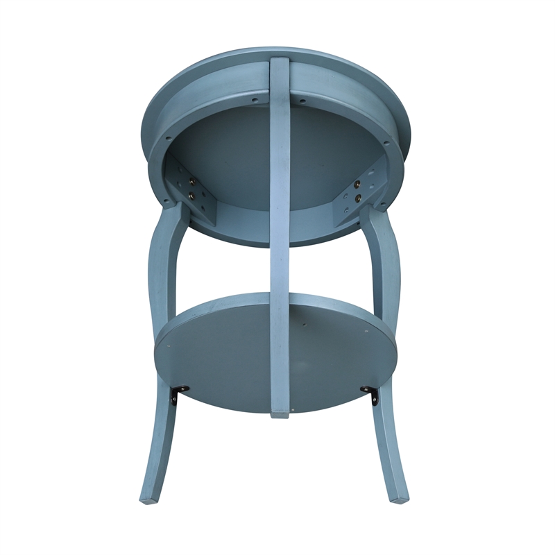 International Concepts Cambria Solid Wood Round End Table in Ocean Blue