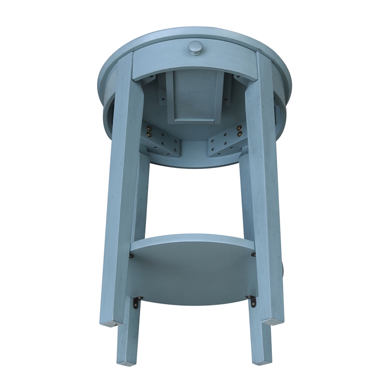 International Concepts Phillips Accent Table with Drawer in Ocean Blue