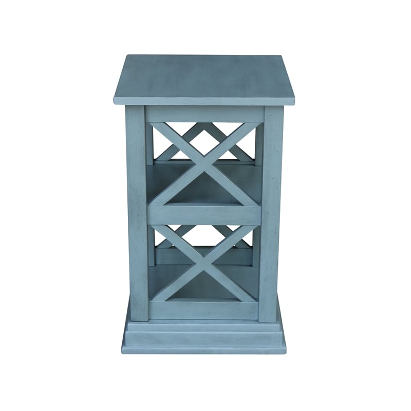 International Concepts Hampton Accent Table with Shelves in Ocean Blue