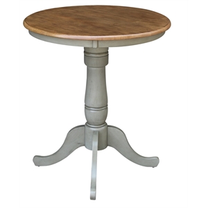 30&quot Round Wood Distressed Hickory/Stone Table-Counter Height